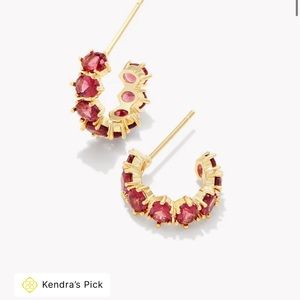 NWT Cailin Gold Huggie Earrings in Red Crystal